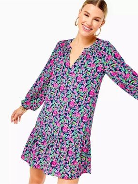 Lily Pulitzer Lucee Dress Vibrant Floral Print Mini Dress Womens size small